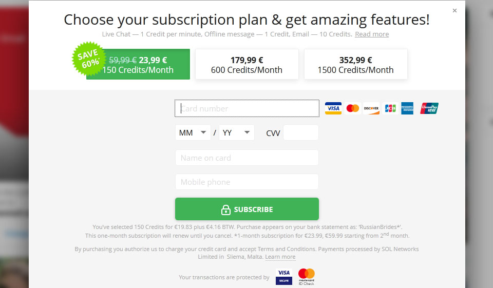 Prezzo RussianBrides.com