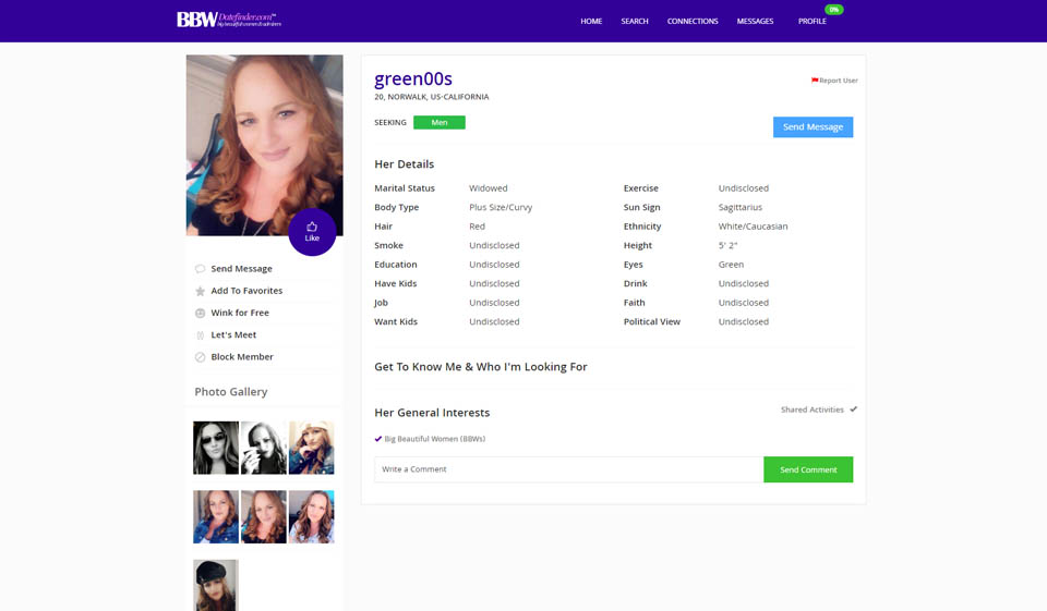 Funzione sito Web BBWDatefinder
