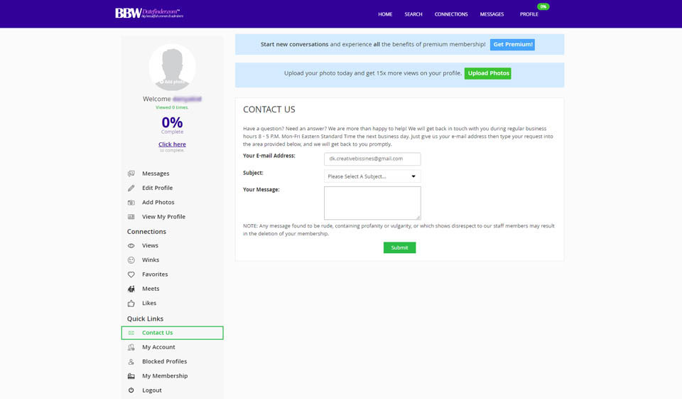 Qualità dei profili BBWDatefinder