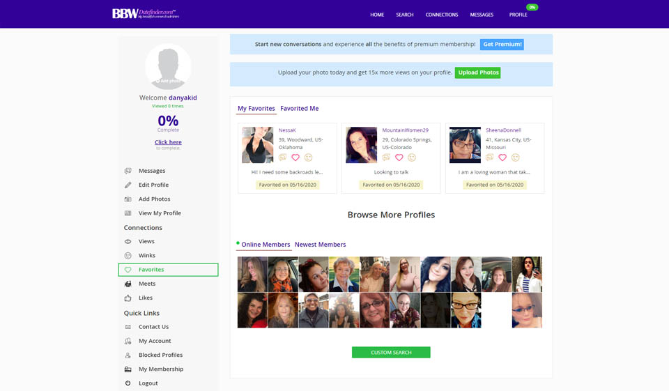Funzionalità di iscrizione a BBWDatefinder