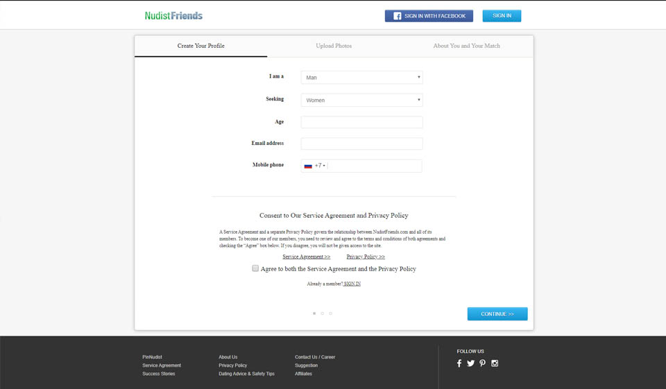 NudistFriends Sign Up