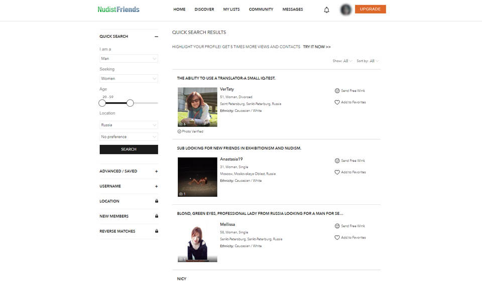 NudistFriends Free Membership