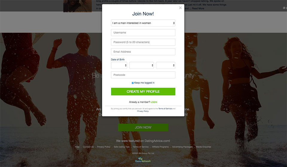 Oasis Active Sign up