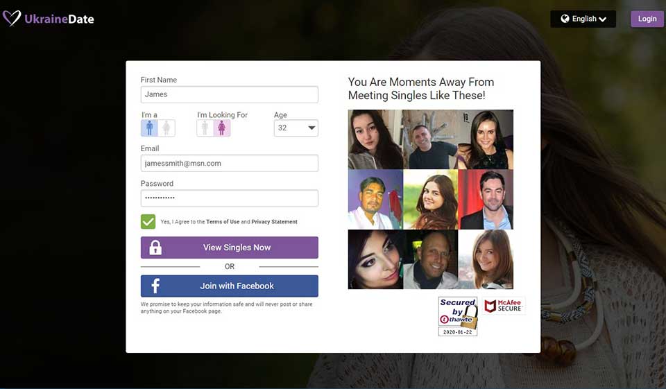 Ukraine Date Signup Process