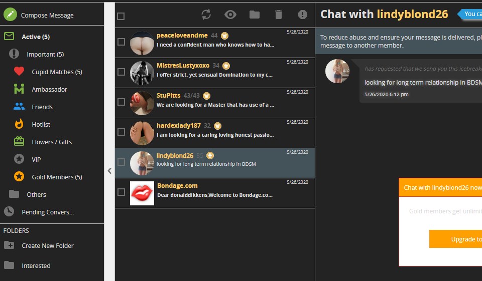 Caratteristiche dell'abbonamento Premium a Bondage.com
