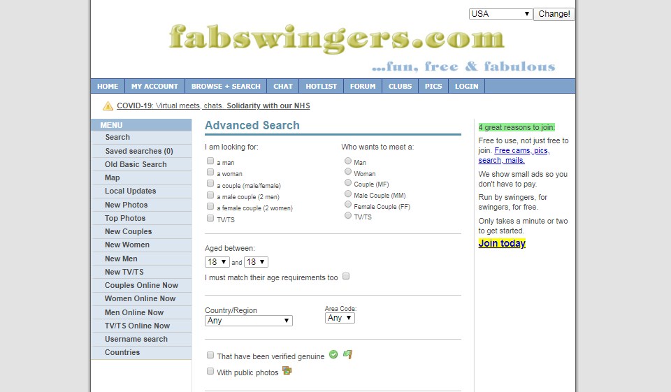 The Fabswingers Website Design & Usability