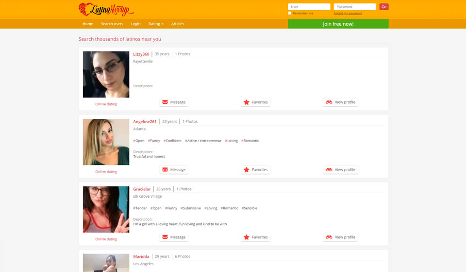 Funzioni di iscrizione gratuita a LatinoMeetup