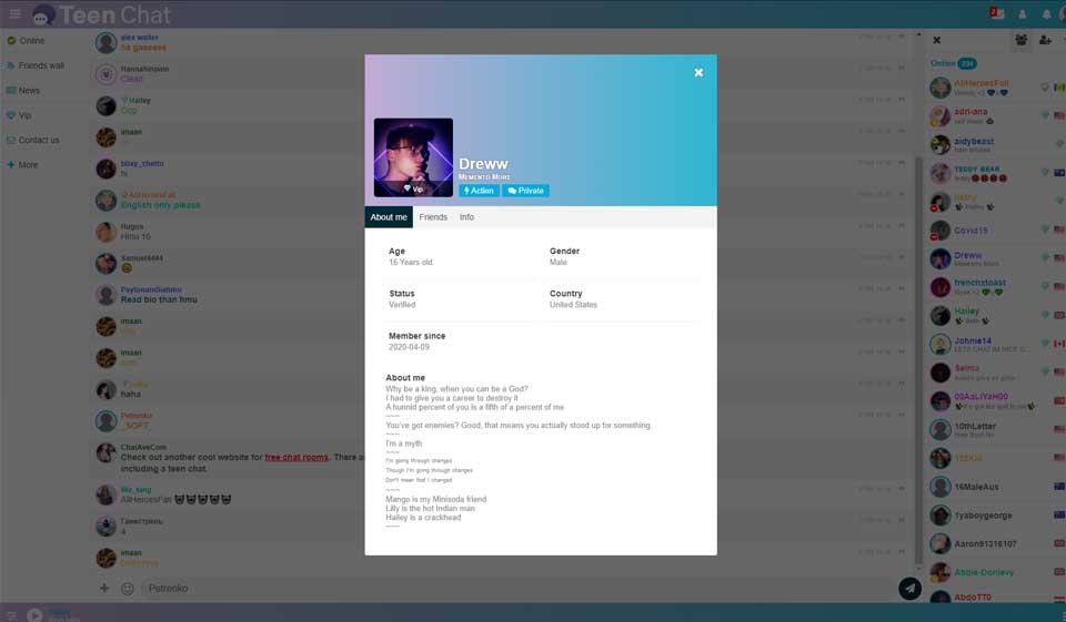 Come registrarsi sul sito web Teenchat