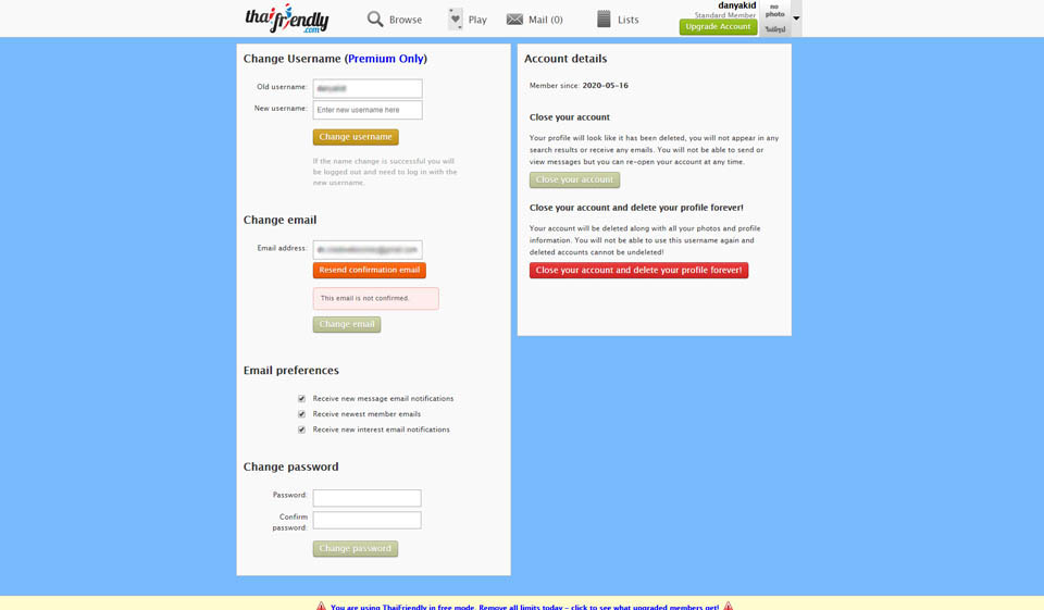 How to delete ThaiFriendly account?